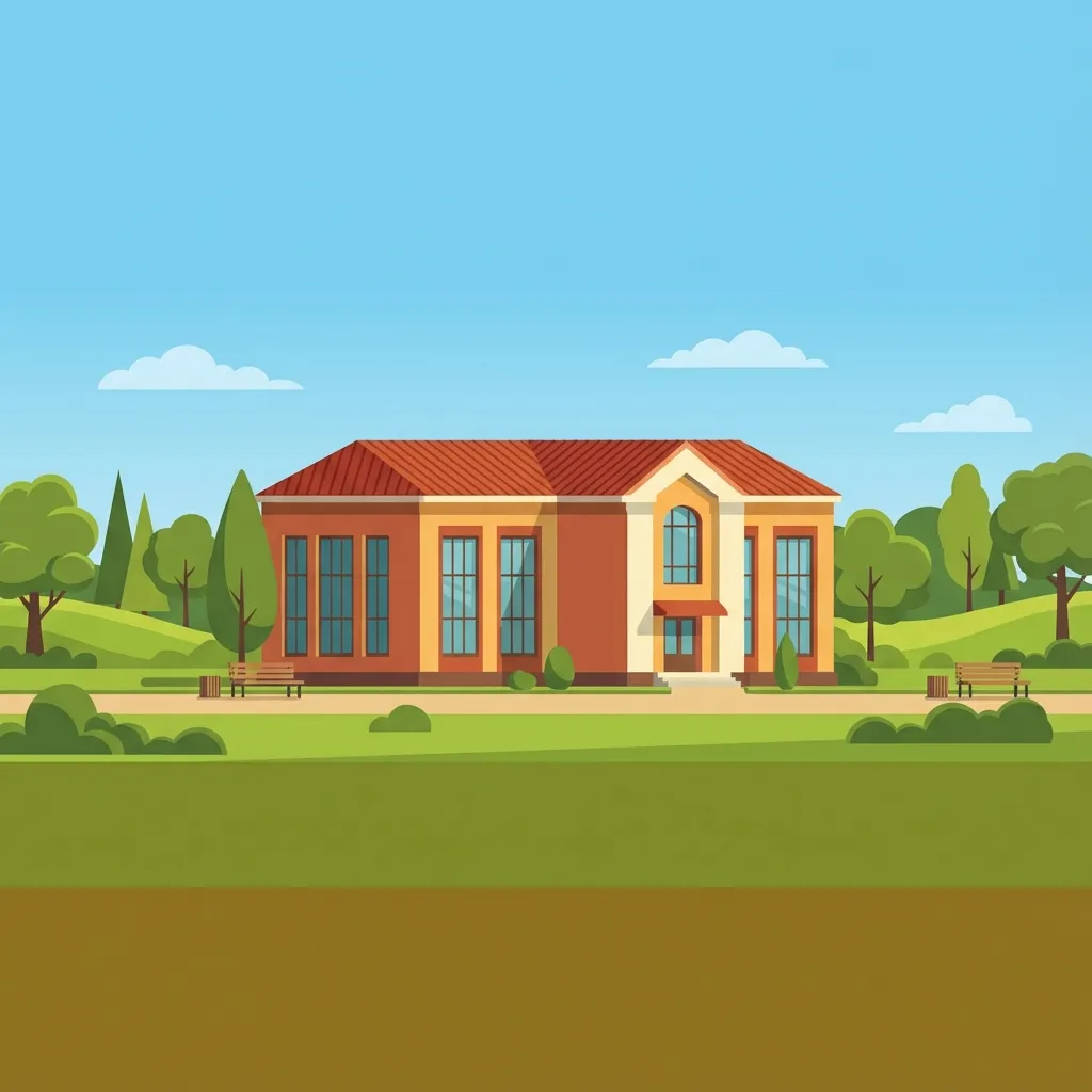 Illustrated library scene